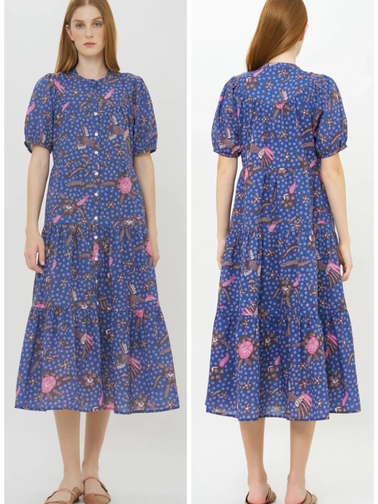 Oliphant Dresses & Skirts - OLIPHANT tiered midi dress in bali navy SZ XS